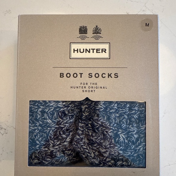 Hunter Original Short Boot Socks, Roped Knit (Navy/Grey), Size M - NWT - Picture 2 of 3